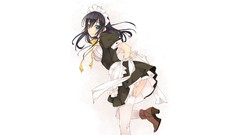 Anime girls green eyes maids black hair murakami suigun panties 