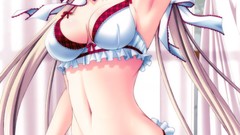 Anime girls green eyes panties