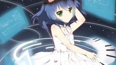 Anime girls green eyes short hair nekomimi animal ears utau 