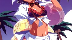 Anime girls green eyes short hair thigh highs