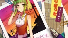Anime girls green eyes short hair vocaloid green hair Megpoid 