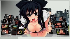 Anime girls green eyes touhou black hair cirno hair bow 