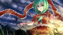 Anime girls green hair touhou kagiyama hina video games