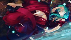 Anime girls green hair touhou kagiyama hina video games soft 