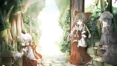 Anime girls hakurei reimu touhou animal ears inubashiri momiji 