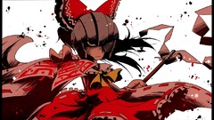 Anime girls hakurei reimu touhou black eyes video games ofuda