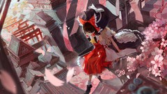 Anime girls hakurei reimu touhou cherry blossoms kirisame 