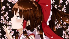 Anime girls hakurei reimu touhou cherry blossoms video games
