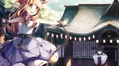 Anime girls hakurei reimu touhou ibuki suika video games