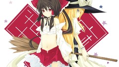 Anime girls hakurei reimu touhou kirisame marisa kitsunemimi