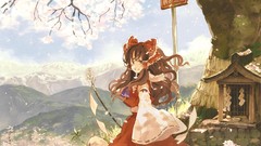 Anime girls hakurei reimu touhou miko video games detached 