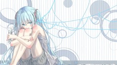 Anime girls hatsune miku vocaloid aqua hair aqua eyes