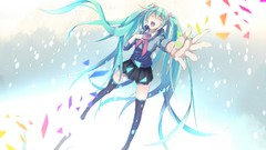 Anime girls hatsune miku vocaloid aqua hair aqua eyes