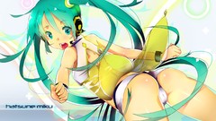 Anime girls hatsune miku vocaloid aqua hair aqua eyes
