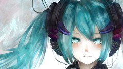 Anime girls hatsune miku vocaloid aqua hair aqua eyes