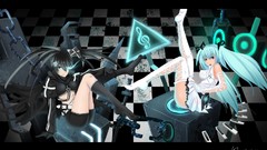 Anime girls hatsune miku vocaloid black rock shooter black hair 