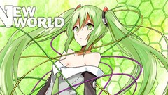 Anime girls hatsune miku vocaloid green hair