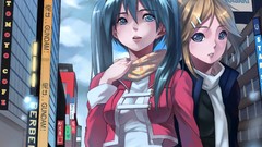 Anime girls hatsune miku vocaloid kagamine rin twintails