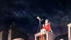 Anime girls hatsune miku vocaloid night sky scenic