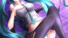 Anime girls hatsune miku vocaloid panties thigh highs shimapan