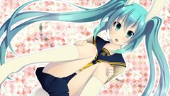 Anime girls hatsune miku vocaloid seifuku twintails thigh highs 