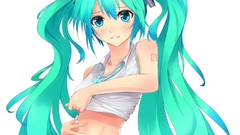 Anime girls hatsune miku vocaloid Simple Background