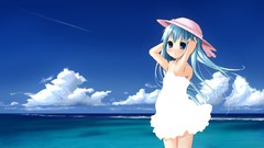 Anime girls hatsune miku vocaloid summer dress scenic