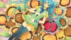 Anime girls hatsune miku vocaloid thigh highs aqua hair aqua 