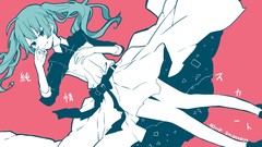 Anime girls hatsune miku vocaloid twintails aqua hair