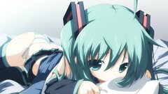 Anime girls hatsune miku vocaloid twintails aqua hair