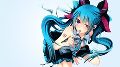 Anime girls hatsune miku vocaloid twintails aqua hair