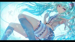 Anime girls hatsune miku vocaloid twintails aqua hair