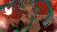 Anime girls hatsune miku vocaloid twintails aqua hair aqua eyes