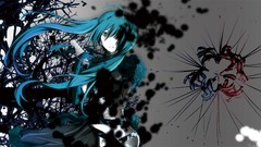 Anime girls hatsune miku vocaloid twintails aqua hair cyan hair
