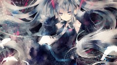 Anime girls hatsune miku vocaloid twintails detached sleeves