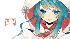 Anime girls hatsune miku vocaloid yuki miku Japanese clothes 