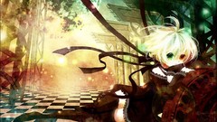 Anime girls heterochromia scenic