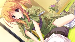 Anime girls hoshizora e kakaru hashi game cg yukata orange eyes 