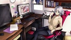 Anime girls indoors hakurei reimu touhou izayoi sakuya yukkuri 