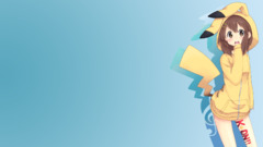 anime girls k - on hirasawa yui Pokémon Pikachu blue background