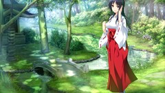 anime girls kimono nature