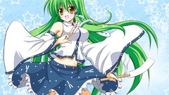 Anime girls kochiya sanae green hair touhou miko video games 