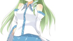 Anime girls kochiya sanae green hair touhou video games
