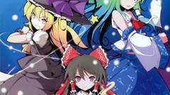 Anime girls kochiya sanae hakurei reimu touhou kirisame marisa 