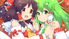 Anime girls kochiya sanae hakurei reimu touhou miko video games