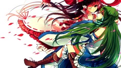 Anime girls kochiya sanae hakurei reimu touhou mirrored