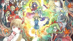 Anime girls kochiya sanae hakurei reimu touhou shameimaru aya 