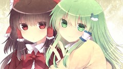 Anime girls kochiya sanae hakurei reimu touhou video games