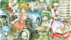 Anime girls kochiya sanae touhou cirno kazami yuuka video games 