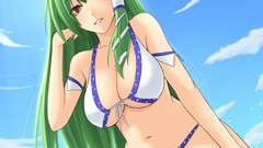 Anime girls kochiya sanae touhou cleavage bikini video games 